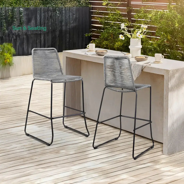 Wei 2-Piece Outdoor Rope Bar Chairs – Stylish Comfort Built to Last Bar Chairs