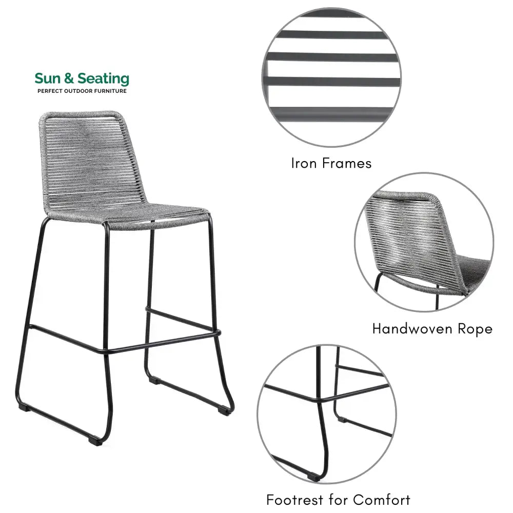 Wei 2-Piece Outdoor Rope Bar Chairs – Stylish Comfort Built to Last Bar Chairs