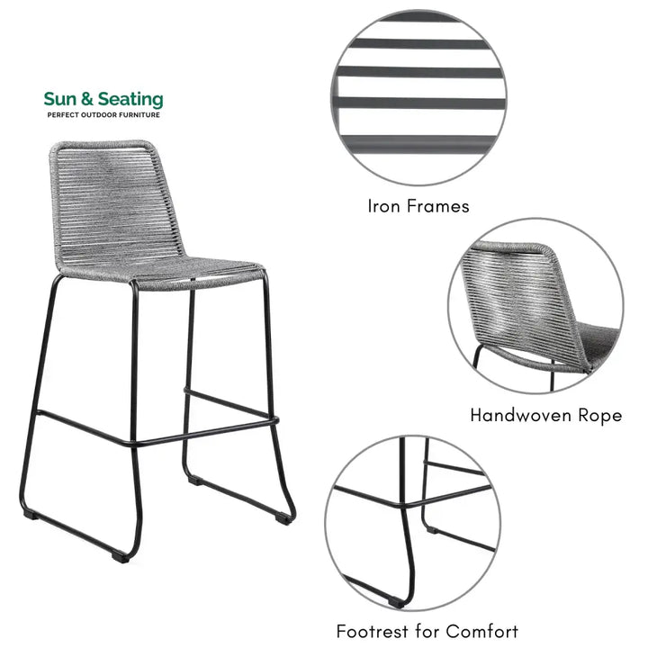 Wei 2-Piece Outdoor Rope Bar Chairs – Stylish Comfort Built to Last Bar Chairs