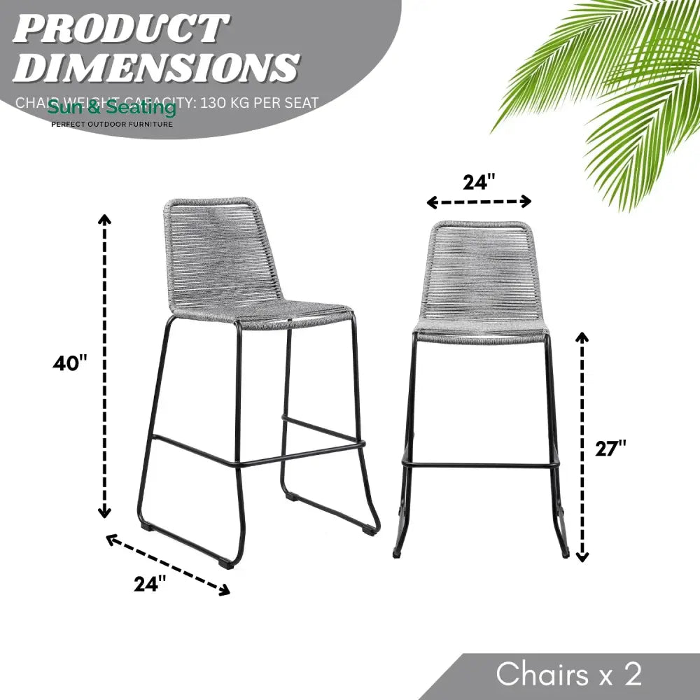 Wei 2-Piece Outdoor Rope Bar Chairs – Stylish Comfort Built to Last Bar Chairs