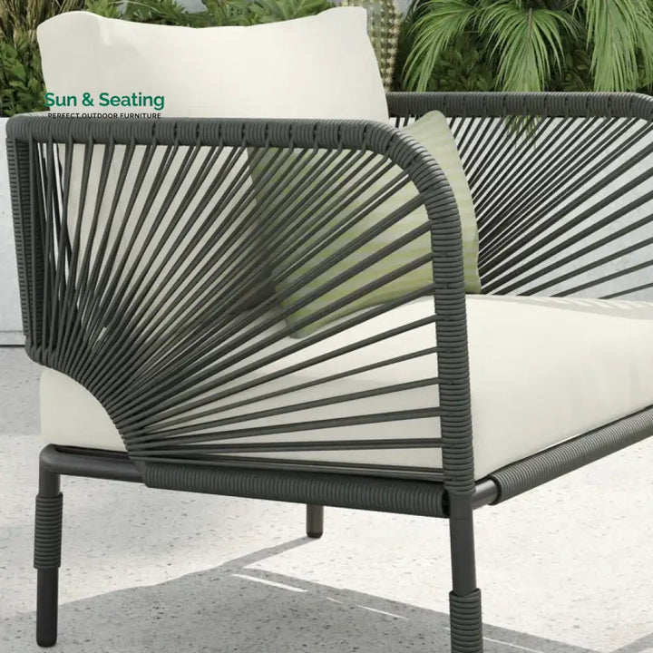 Werner Outdoor Patio Seating Set 2 Chairs and 1 Table Set (GREY) Braided &amp; Rope Coffee Table Sets
