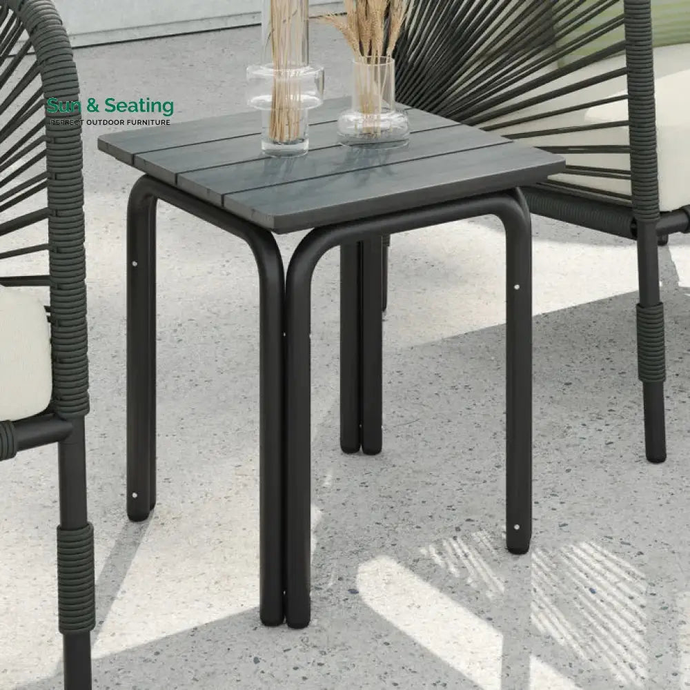 Werner Outdoor Patio Seating Set 2 Chairs and 1 Table Set (GREY) Braided &amp; Rope Coffee Table Sets