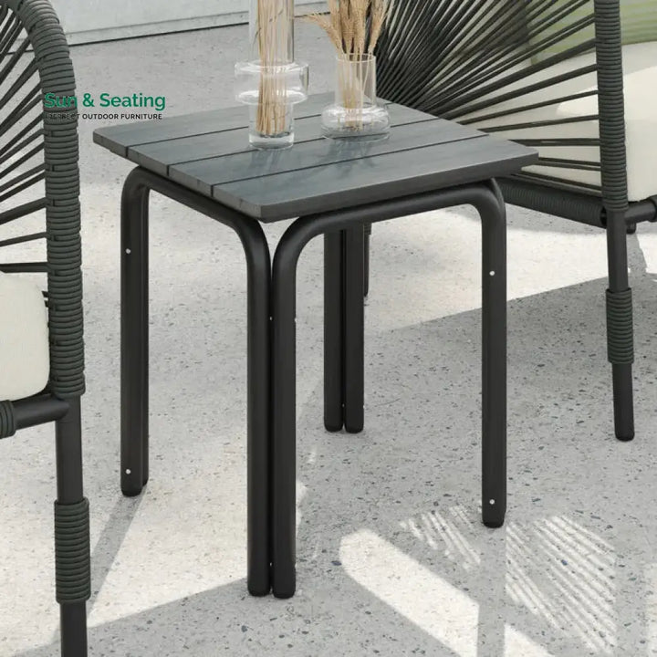 Werner Outdoor Patio Seating Set 2 Chairs and 1 Table Set (GREY) Braided &amp; Rope Coffee Table Sets