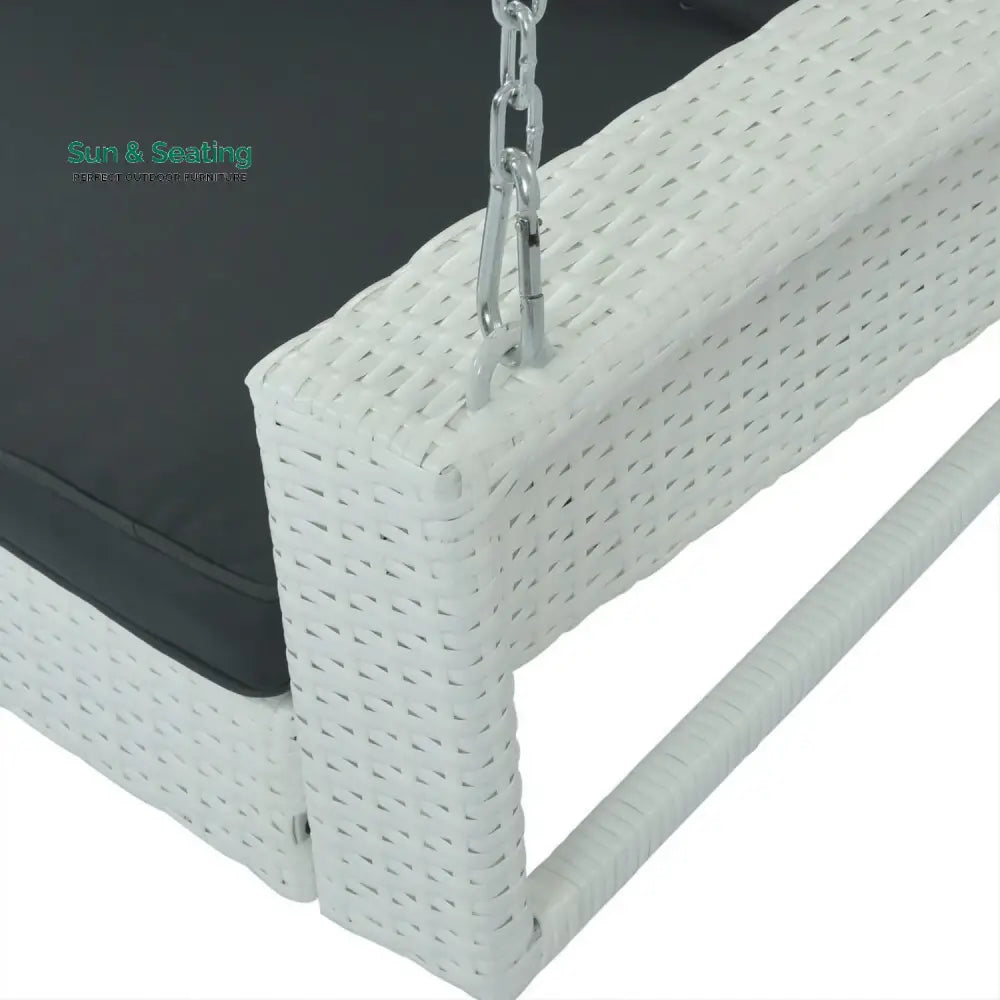 White Rattan Wicker Two Seater Sofa Swing Swing