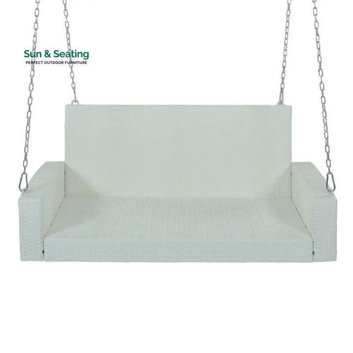 White Rattan Wicker Two Seater Sofa Swing Swing