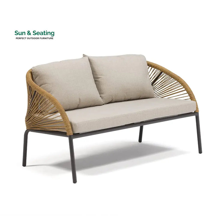 Willa Outdoor Sofa Set 2 Seater 2 Single seater and 1 Center Table Set (Beige) Braided &amp; Rope Sofa Sets