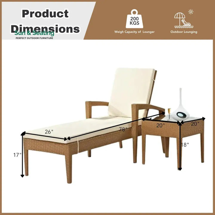 Winslet Outdoor Wicker Lounge Chair With Side Table Lounger Set
