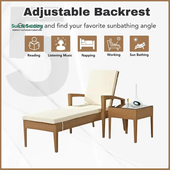 Winslet Outdoor Wicker Lounge Chair With Side Table Lounger Set
