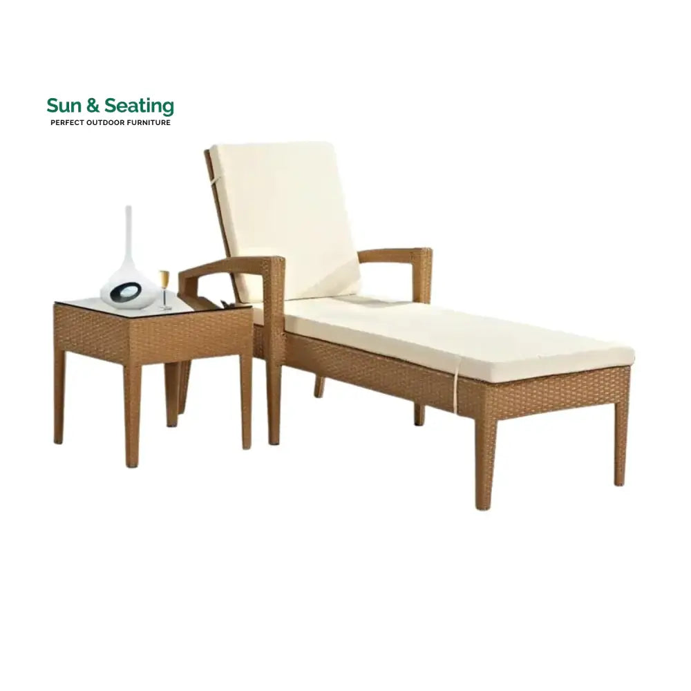Winslet Outdoor Wicker Lounge Chair With Side Table Lounger Set