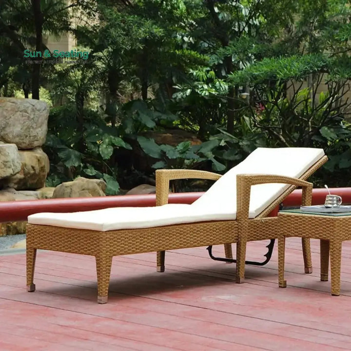 Winslet Outdoor Wicker Lounge Chair With Side Table Lounger Set