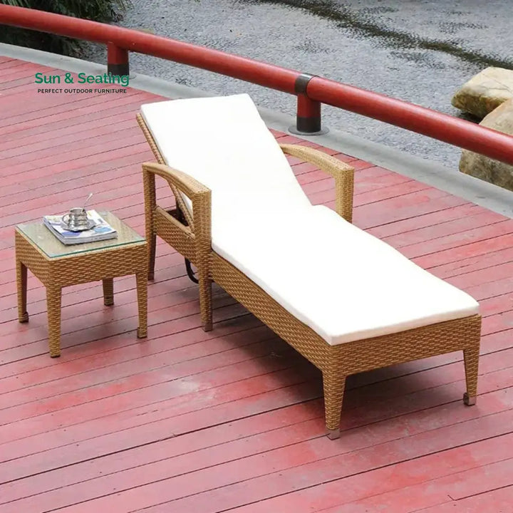 Winslet Outdoor Wicker Lounge Chair With Side Table Lounger Set