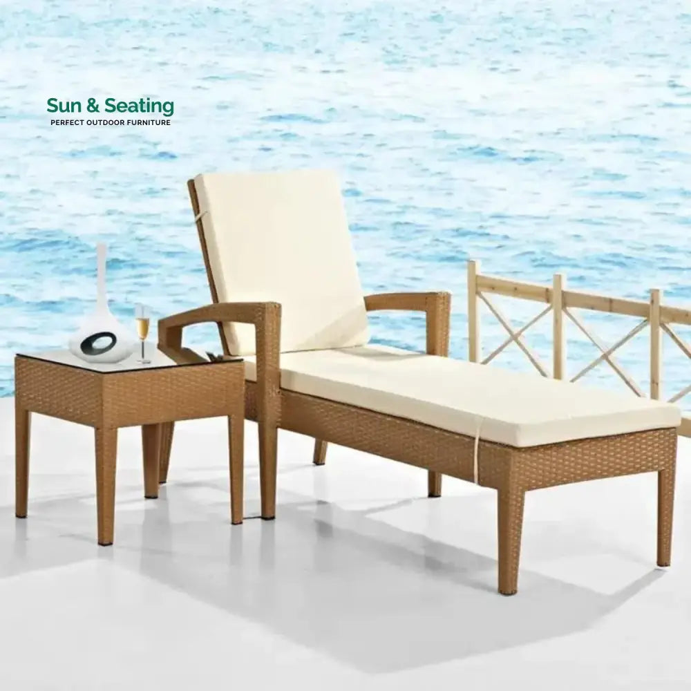 Winslet Outdoor Wicker Lounge Chair With Side Table Lounger Set