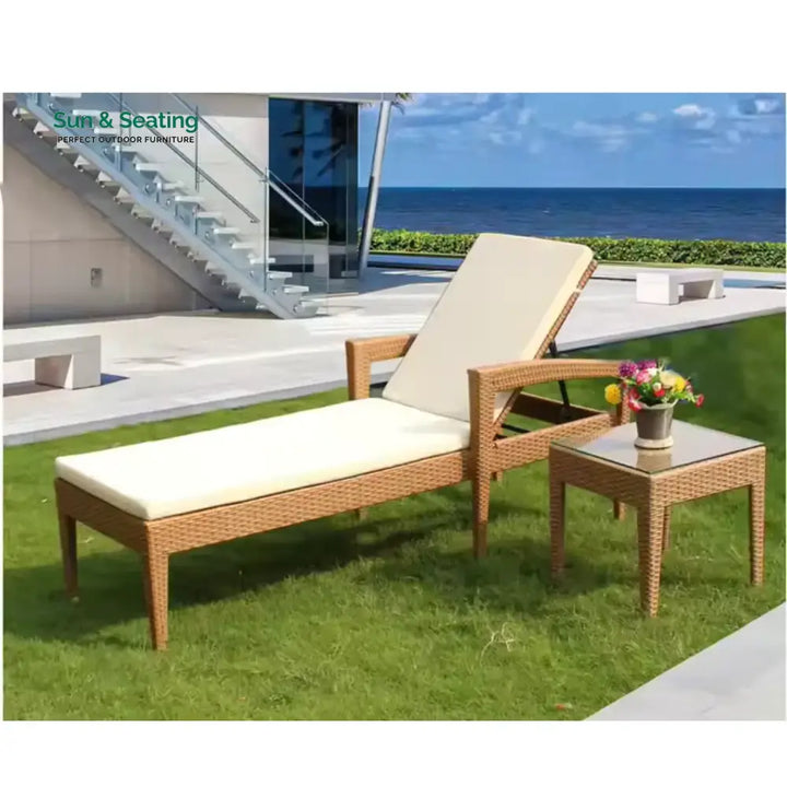 Winslet Outdoor Wicker Lounge Chair With Side Table Lounger Set