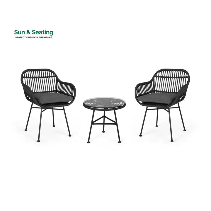 Wise Outdoor Patio Seating Set 2 Chairs and 1 Table Set (Black) Coffee Table Sets