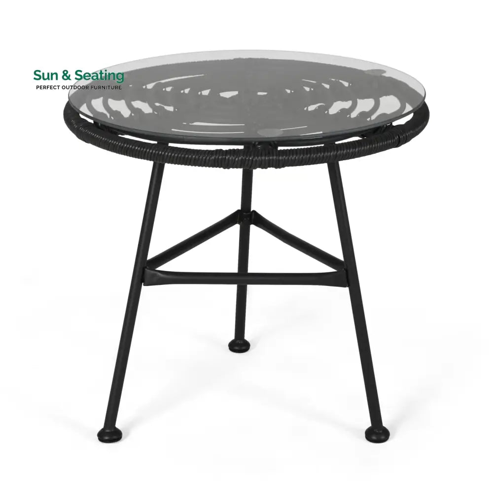 Wise Outdoor Patio Seating Set 2 Chairs and 1 Table Set (Black) Coffee Table Sets
