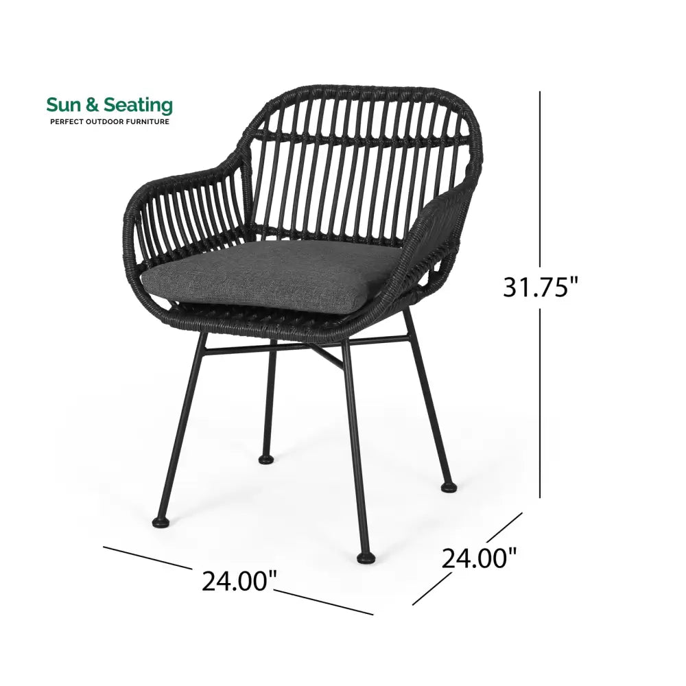 Wise Outdoor Patio Seating Set 2 Chairs and 1 Table Set (Black) Coffee Table Sets