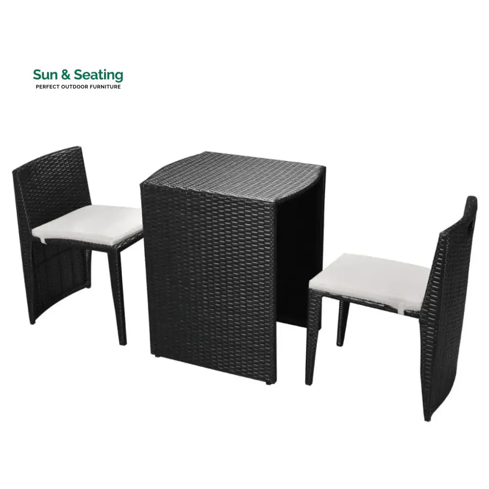 Wisp Outdoor Patio Seating Set 2 Chairs and 1 Table Set (Black) Coffee Table Sets