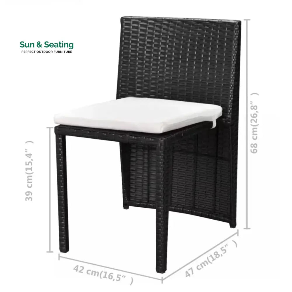 Wisp Outdoor Patio Seating Set 2 Chairs and 1 Table Set (Black) Coffee Table Sets