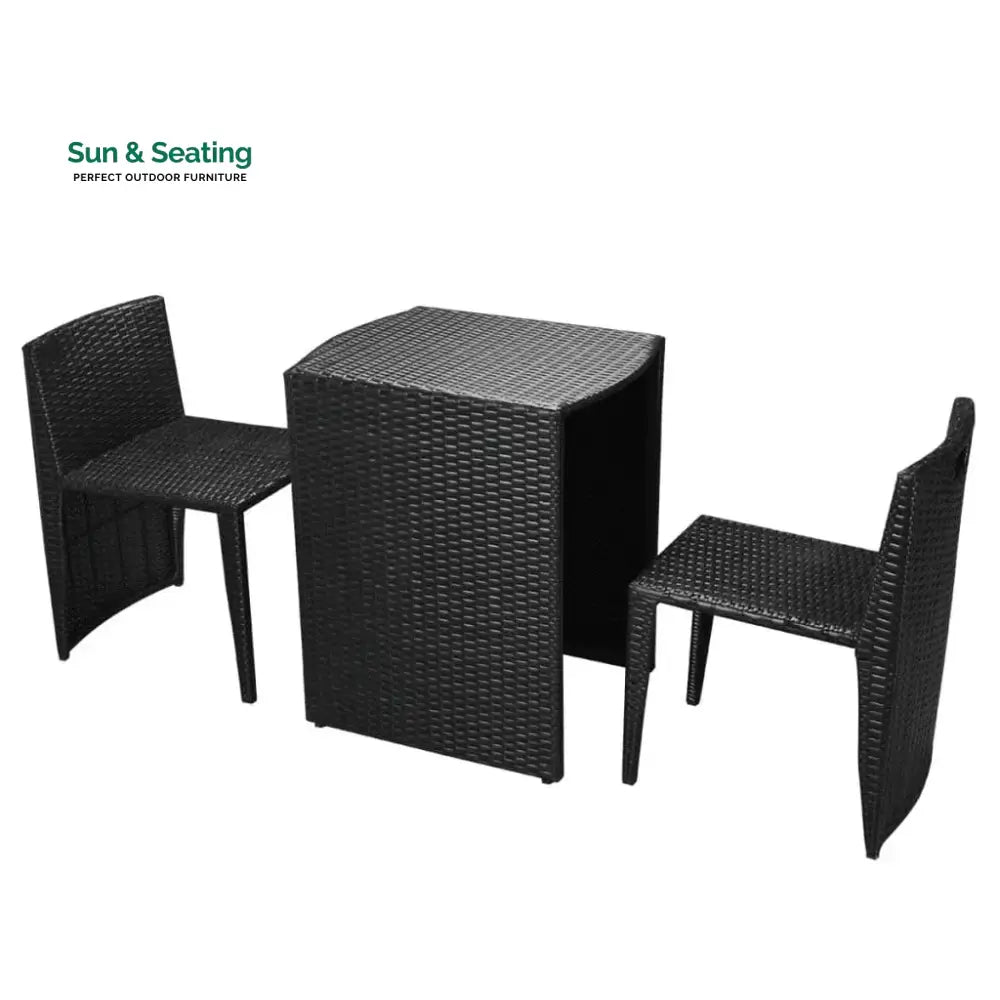 Wisp Outdoor Patio Seating Set 2 Chairs and 1 Table Set (Black) Coffee Table Sets