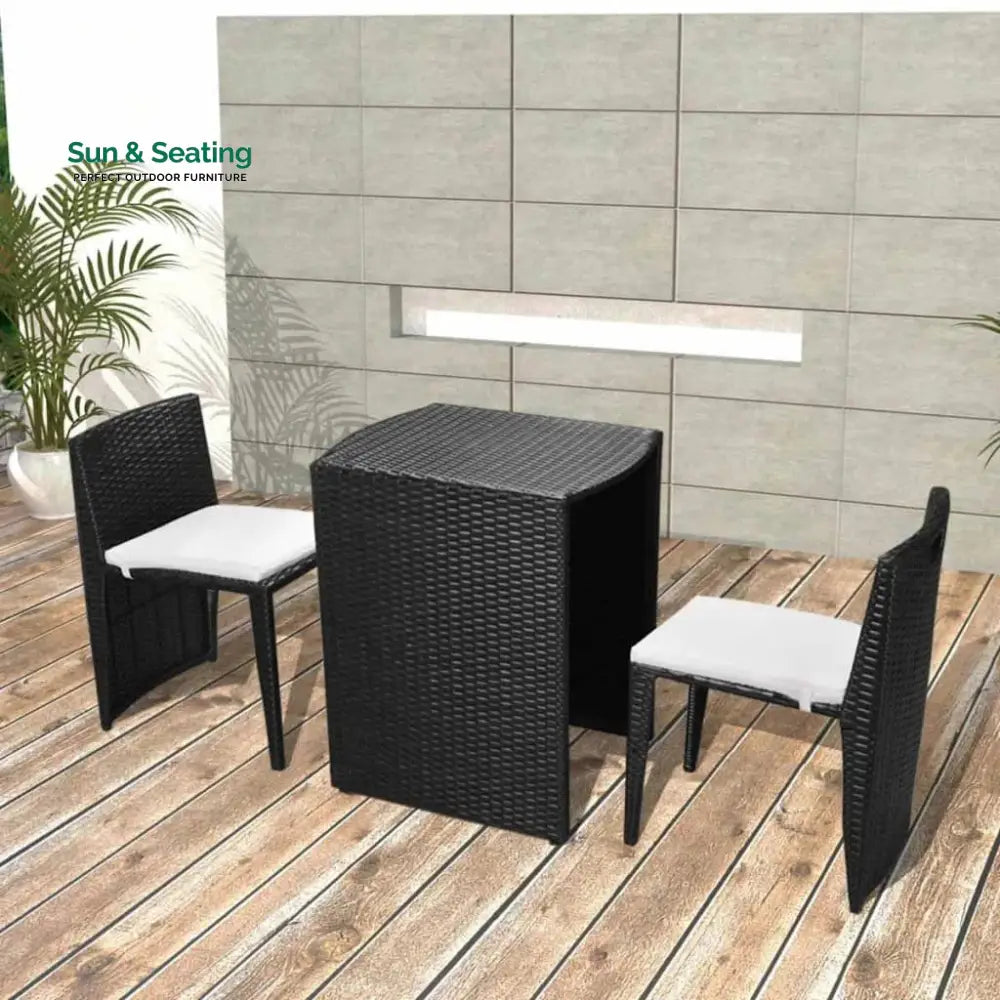 Wisp Outdoor Patio Seating Set 2 Chairs and 1 Table Set (Black) Coffee Table Sets
