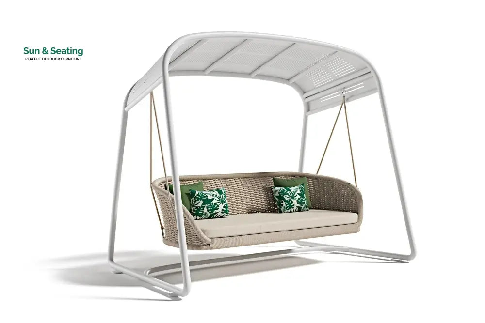 Wobble Double Seater Hanging Swing With Stand For Balcony Garden Swing (White + Beige) Swings