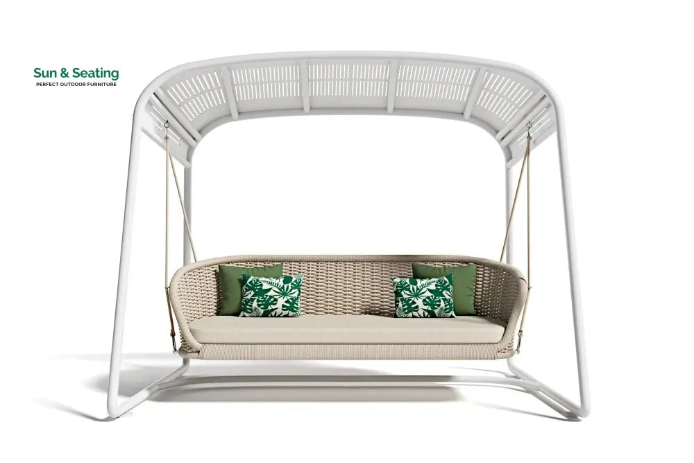 Wobble Double Seater Hanging Swing With Stand For Balcony Garden Swing (White + Beige) Swings