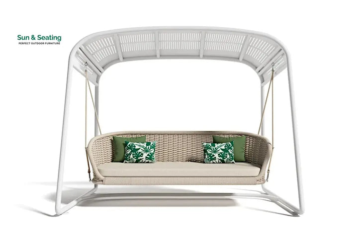 Wobble Double Seater Hanging Swing With Stand For Balcony Garden Swing (White + Beige) Swings