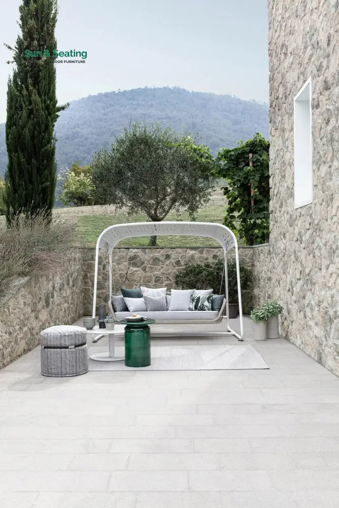 Wobble Double Seater Hanging Swing With Stand For Balcony Garden Swing (White + Beige) Swings