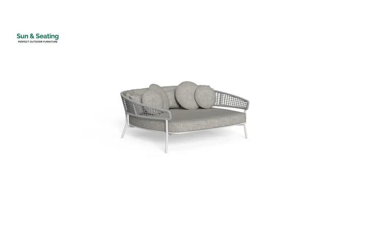 Woonder Outdoor Poolside Sunbed With Cushion Daybed (Grey) Braided &amp; Rope Sunbed