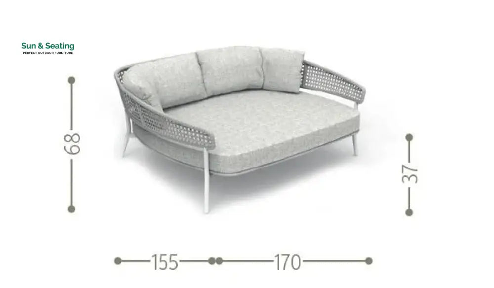 Woonder Outdoor Poolside Sunbed With Cushion Daybed (Grey) Braided &amp; Rope Sunbed