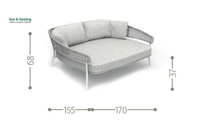 Woonder Outdoor Poolside Sunbed With Cushion Daybed (Grey) Braided &amp; Rope Sunbed