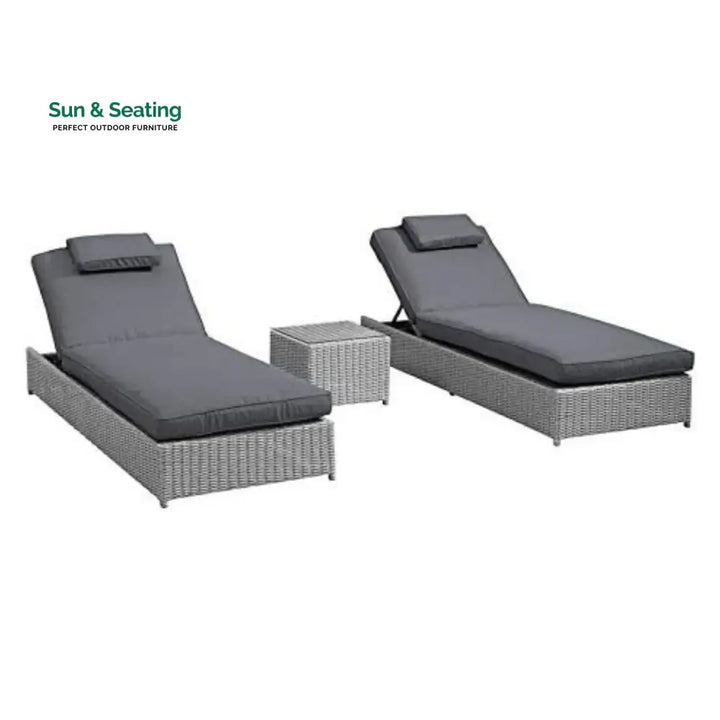Xavia Outdoor Wicker Lounge Chairs Set of 2 With Side Table Lounger Set