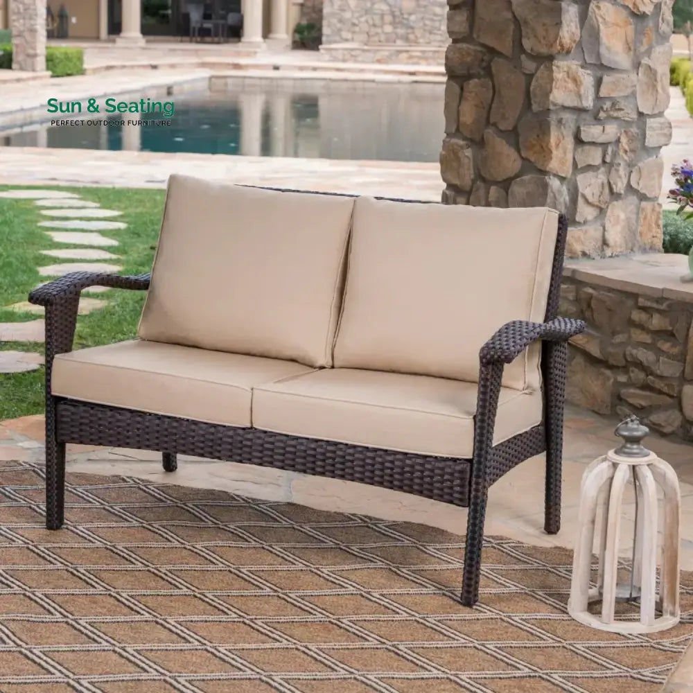 Xenia Outdoor Rattan Wicker 1-Piece Loveseat Sofa Sofa Set
