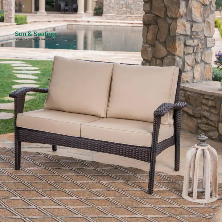 Xenia Outdoor Rattan Wicker 1-Piece Loveseat Sofa Sofa Set