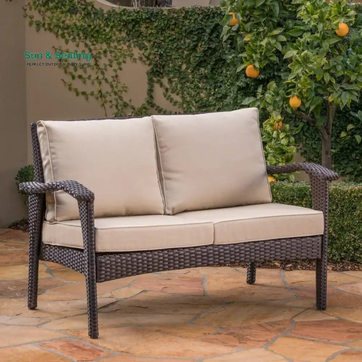 Xenia Outdoor Rattan Wicker 1-Piece Loveseat Sofa Sofa Set