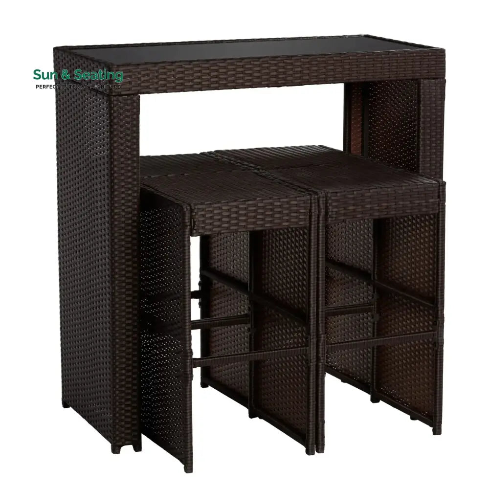 Xia 5-Piece Outdoor Rattan Wicker Bar Set with Glass Top Table Bar Set