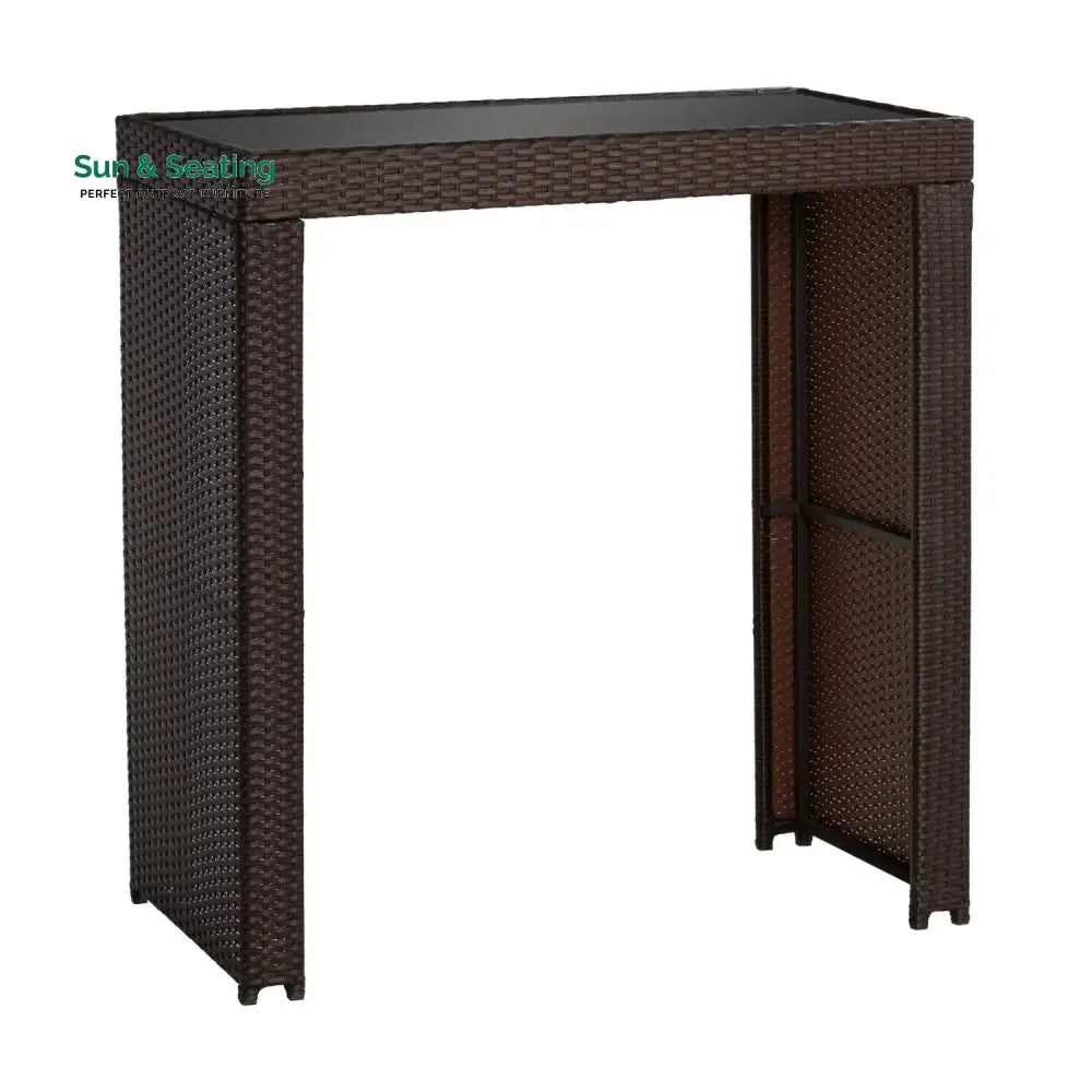 Xia 5-Piece Outdoor Rattan Wicker Bar Set with Glass Top Table Bar Set