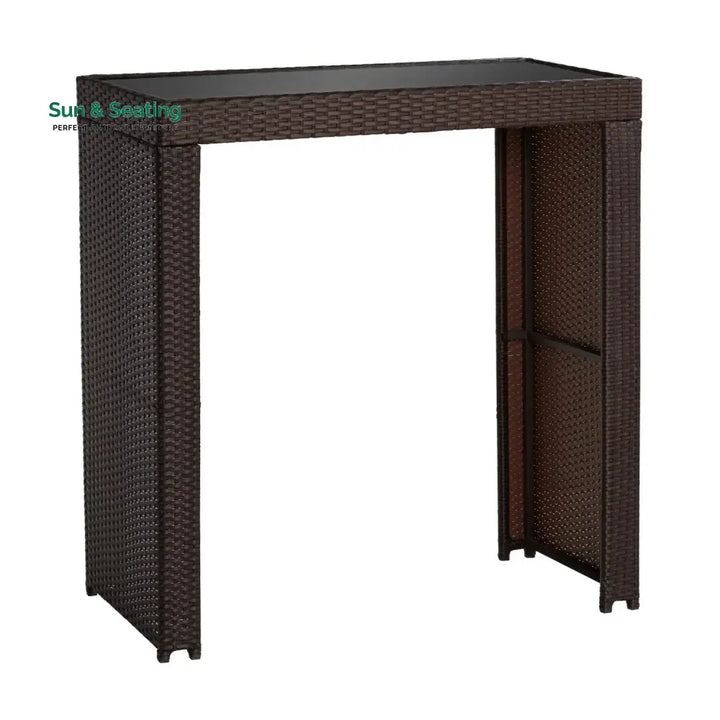 Xia 5-Piece Outdoor Rattan Wicker Bar Set with Glass Top Table Bar Set