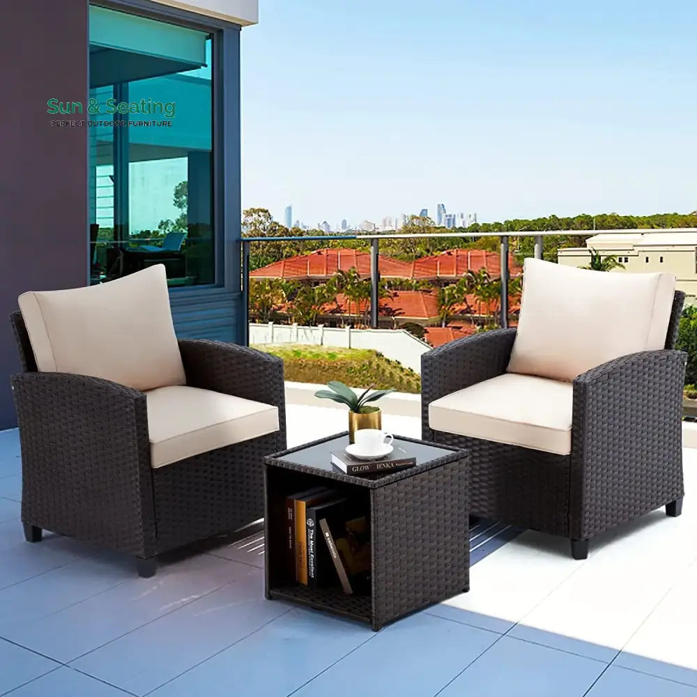 Xiao 3-Piece Outdoor Rattan Wicker Patio Set Patio Set