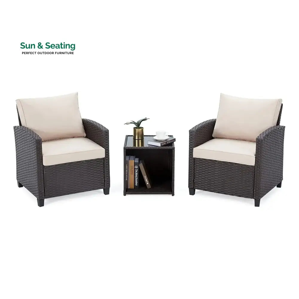 Xiao 3-Piece Outdoor Rattan Wicker Patio Set Patio Set