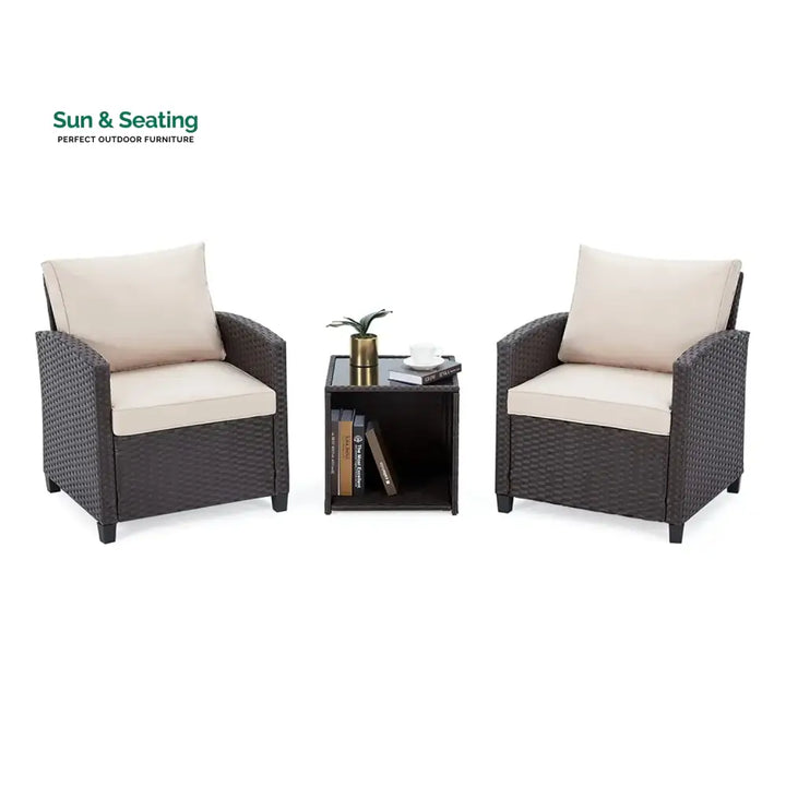 Xiao 3-Piece Outdoor Rattan Wicker Patio Set Patio Set