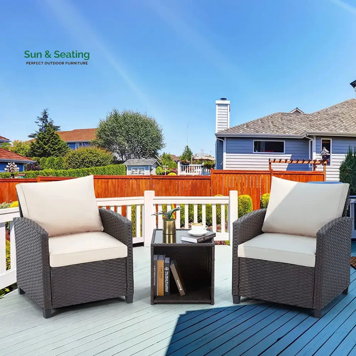 Xiao 3-Piece Outdoor Rattan Wicker Patio Set Patio Set