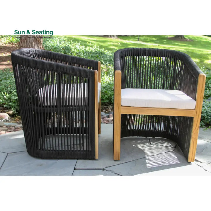 Xini Outdoor Patio Seating Set 6 Chairs and 1 Table Set (Black + Grey) Dining sets