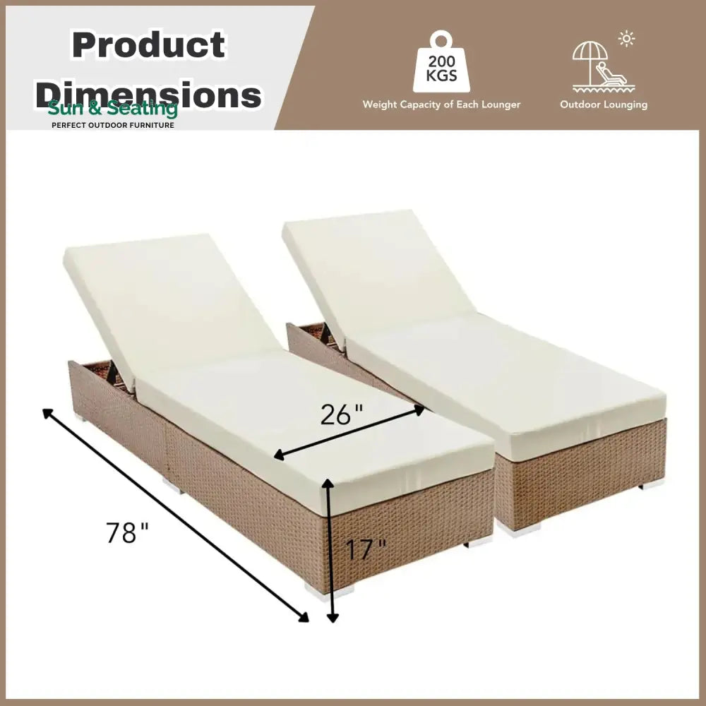 Yamini Outdoor 2-Piece Chaise Lounge Chair with Adjustable Settings and Cushions Lounger Set