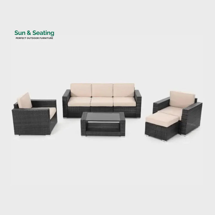 Yashasvi Outdoor 5 Piece HDPE Wicker Conversation Sofa Set Sofa Set