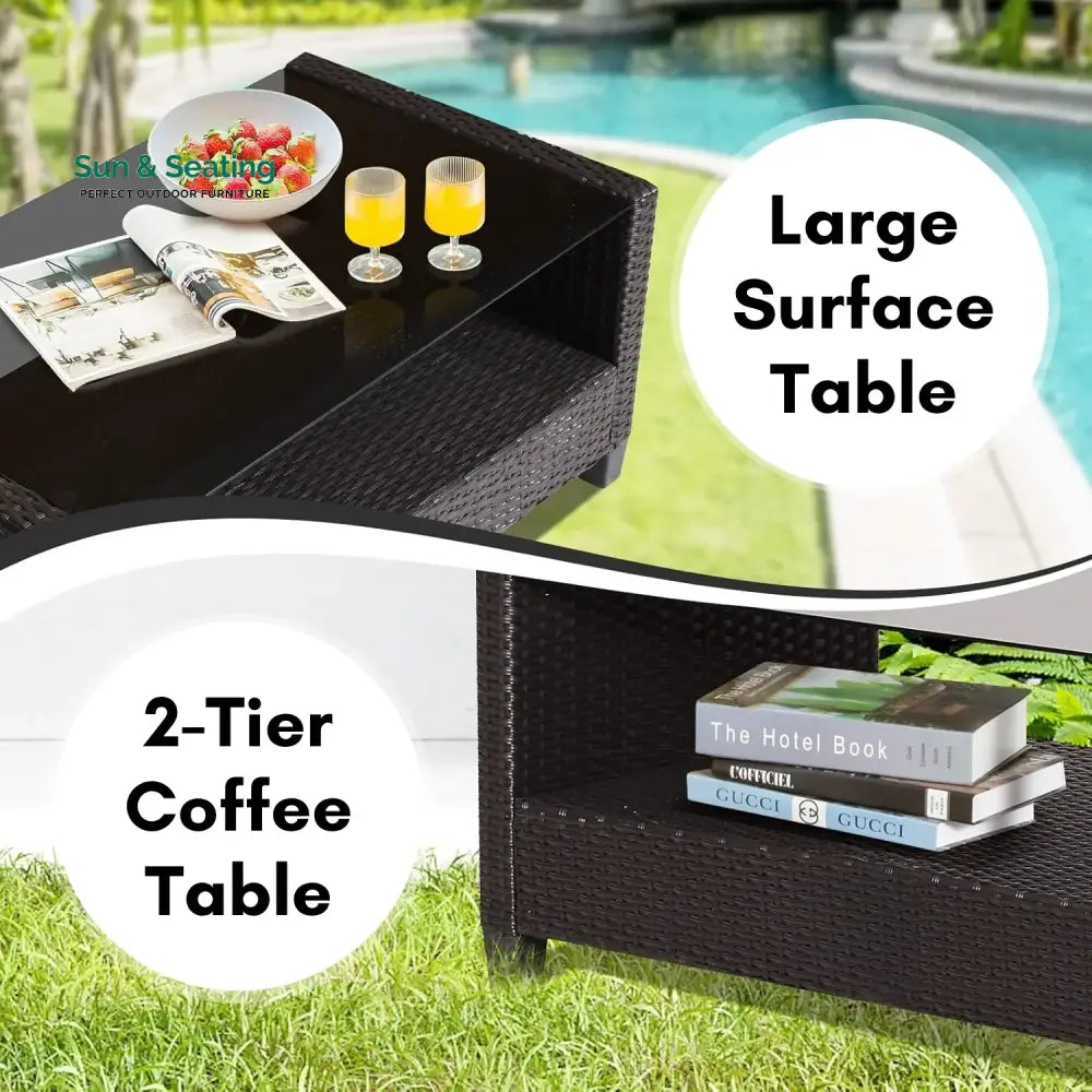 Yashasvi Outdoor 5 Piece HDPE Wicker Conversation Sofa Set Sofa Set