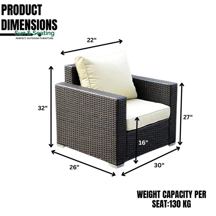 Yashvi 1-Piece Outdoor Wicker Single Seater Sofa Sofa Set