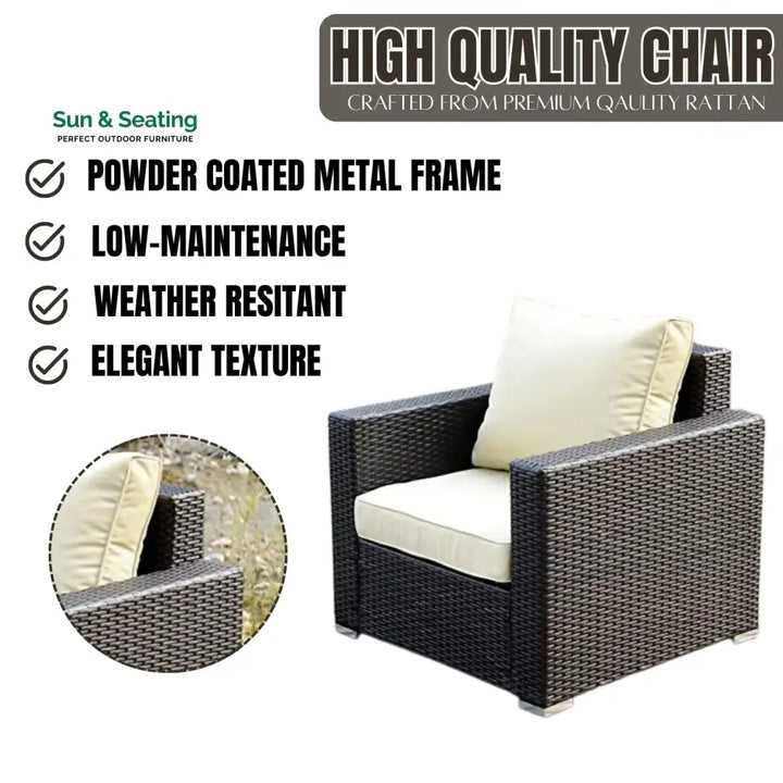 Yashvi 1-Piece Outdoor Wicker Single Seater Sofa Sofa Set