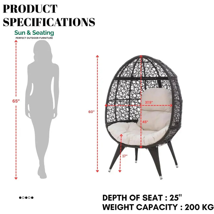 Yasira Outdoor All-Weather Wicker Egg Chair Egg Chair