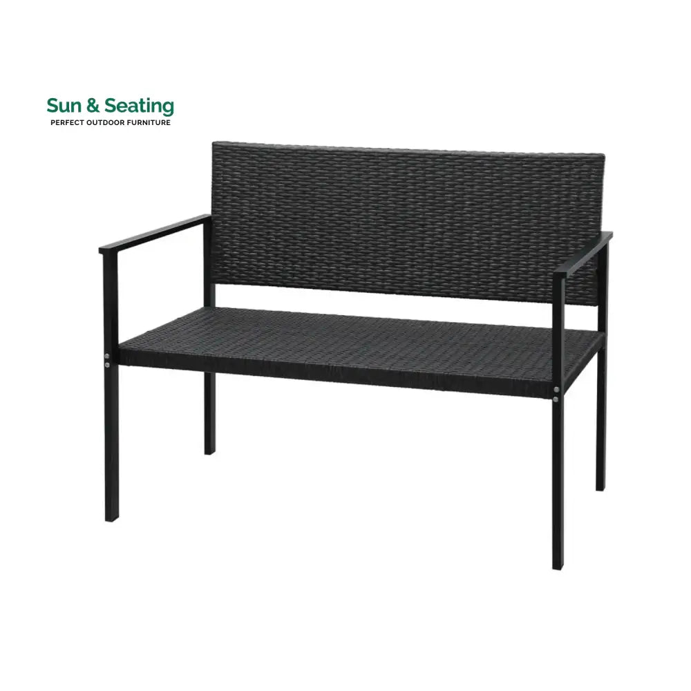 Yasmin 2-Seater Outdoor Garden Rattan Bench With Metal Frames Garden Bench